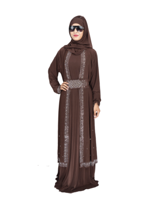 Beige brasso polyester abaya 5