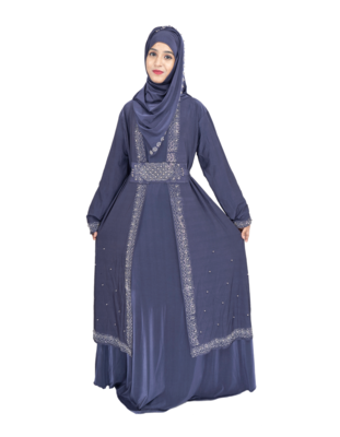 Blue brasso polyester abaya 1