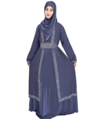 Blue brasso polyester abaya