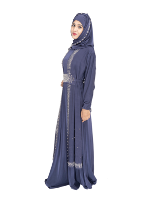 Blue brasso polyester abaya 3