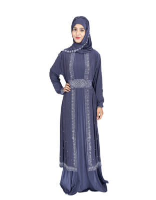 Blue brasso polyester abaya 4