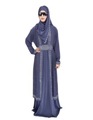 Blue brasso polyester abaya 5