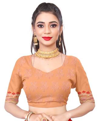 woven  Orange Net saree with blouse 3