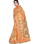 woven Orange Net saree with blouse