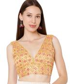 Women's Gold Brocade Embroidered Readymade Saree Blouse