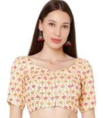 Women's Gold Brocade Embroidered Readymade Saree Blouse