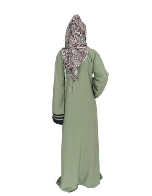 Green plain crepe abaya 2
