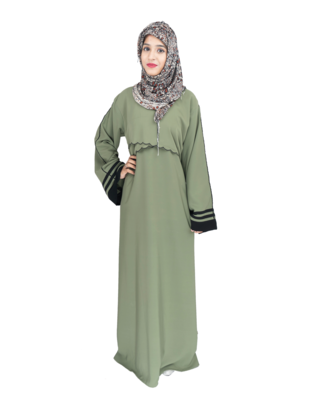 Green plain crepe abaya 1