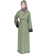Green plain crepe abaya
