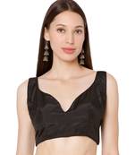 Women's Black Silk Solid Readymade Saree Blouse