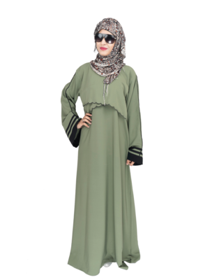 Green plain crepe abaya 4