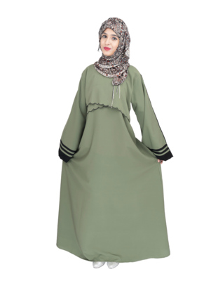 Green plain crepe abaya 5