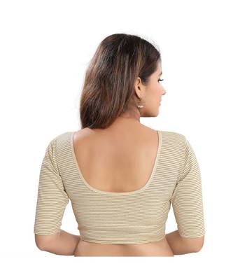 Women's Gold Lycra Printed Stretchable Readymade Saree Blouse 2