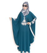 Green embroidered crepe abaya