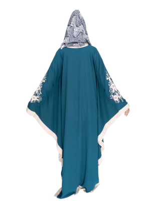 Green embroidered crepe abaya 2