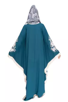 Green embroidered crepe abaya