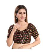 Women's Black Brocade Embroidered Readymade Saree Blouse