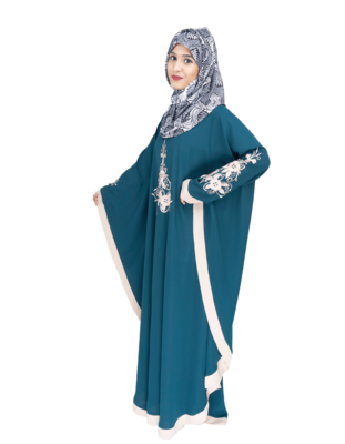 Green embroidered crepe abaya 3