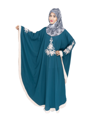 Green embroidered crepe abaya 4