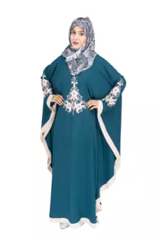 Green embroidered crepe abaya
