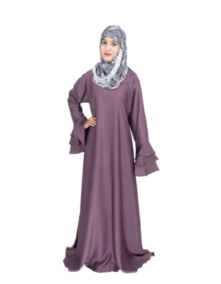Purple plain art silk abaya 1