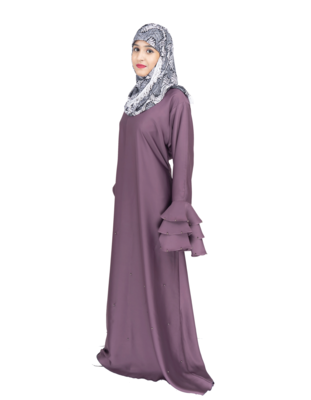 Purple plain art silk abaya 3