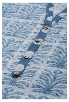 SheWill Women Indigo Floral Printed Cotton Blend Kurta with Palazzos 5