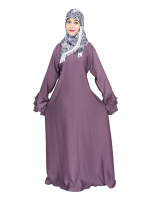 Purple plain art silk abaya 4