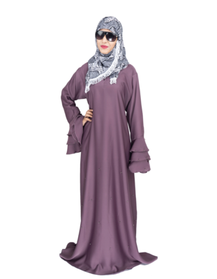 Purple plain art silk abaya 5