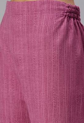 SheWill Women Magenta Printed Cotton Blend Straight Kurta with Palazzos 6