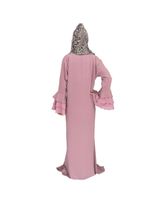 Pink embroidered crepe abaya 2
