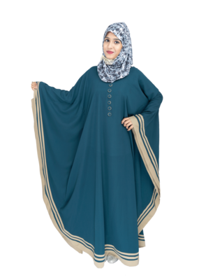 Green plain crepe abaya 1