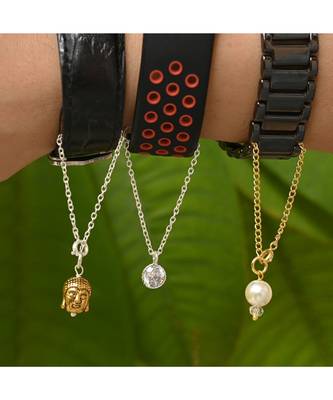 UNISEX BUDDHA  SOLITAIRE  PEARL Watch Charm Set 2