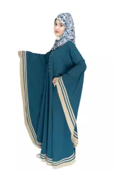 Green plain crepe abaya