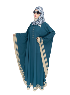 Green plain crepe abaya 4