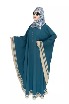 Green plain crepe abaya
