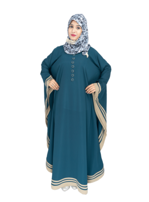 Green plain crepe abaya 5
