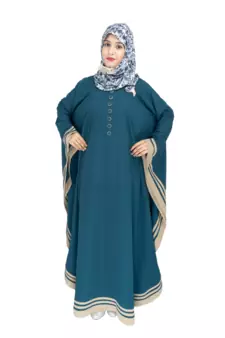 Green plain crepe abaya