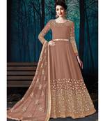 Brown Mirror Embroidered Designer Anarkali Suit