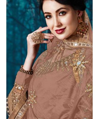 Brown Mirror Embroidered Designer Anarkali Suit 2