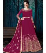Wine Mirror Embroidered Designer Anarkali Suit