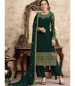 Dark Green Georgette Palazzo Style Suit