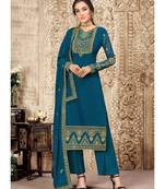 Teal Georgette Palazzo Style Suit
