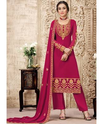 Rani Pink Georgette Palazzo Style Suit 1
