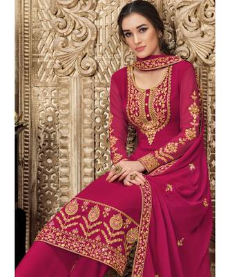 Rani Pink Georgette Palazzo Style Suit 2