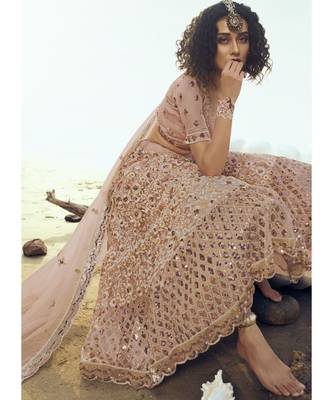 Peach Sequence Embroidered Lehenga Choli 2