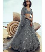 Slate Grey Sequence Embroidered Lehenga Choli