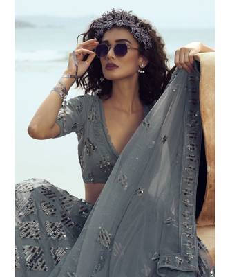 Slate Grey Sequence Embroidered Lehenga Choli 2