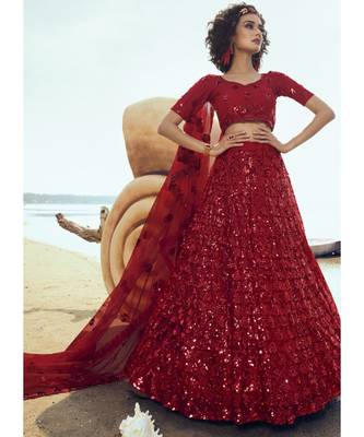 Rouge Red Sequence Embroidered Lehenga Choli 1