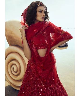 Rouge Red Sequence Embroidered Lehenga Choli 3